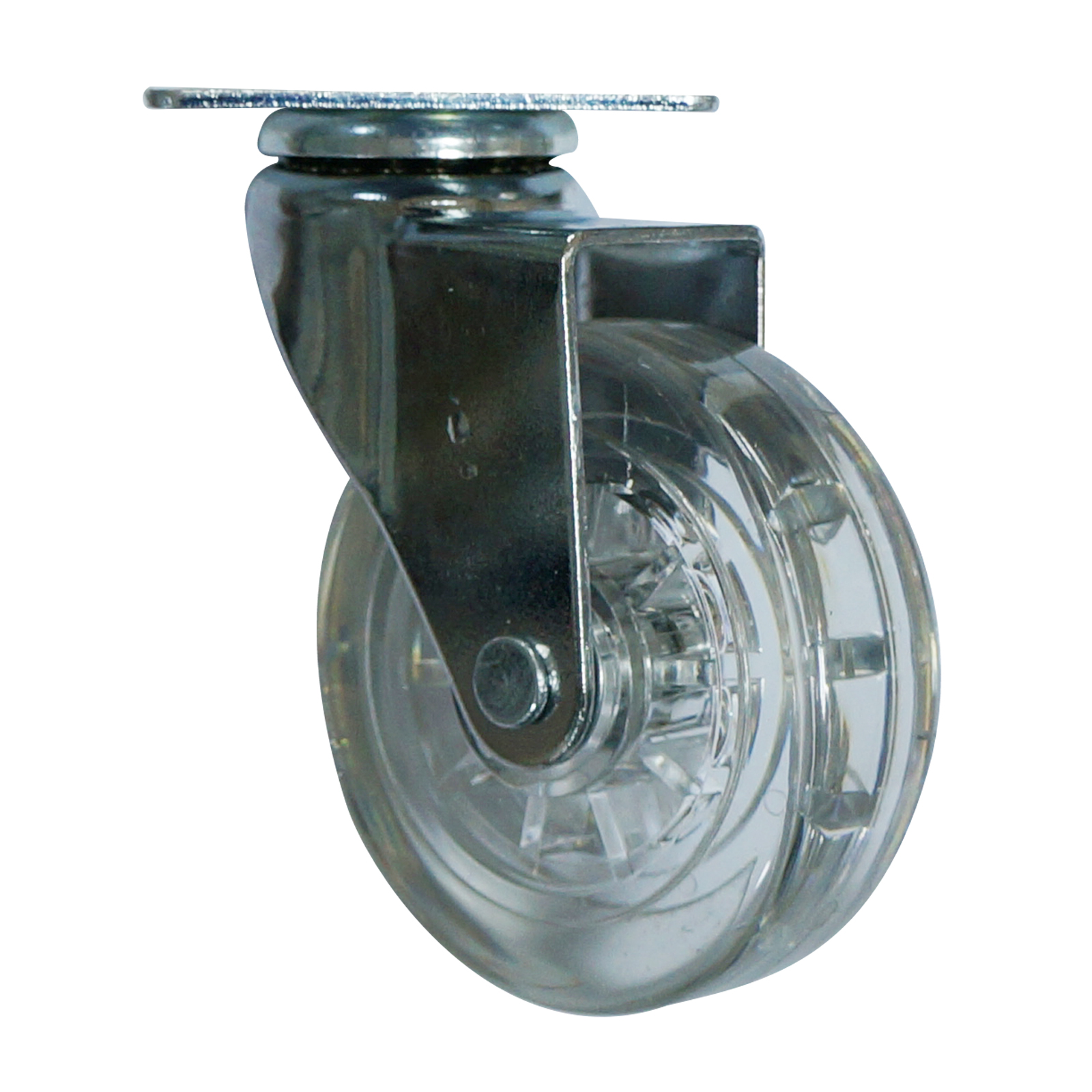 3” transparent caster with plate - flat wheel