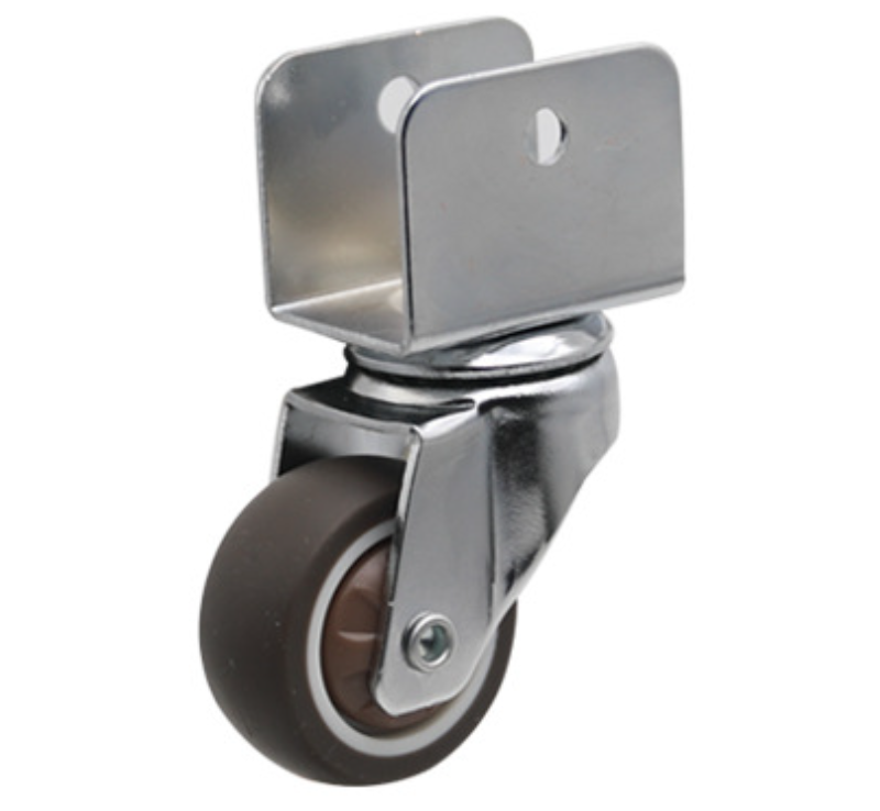 25 mm TPE Wheel Swivel Caster with U plate without brake - clamp size 16