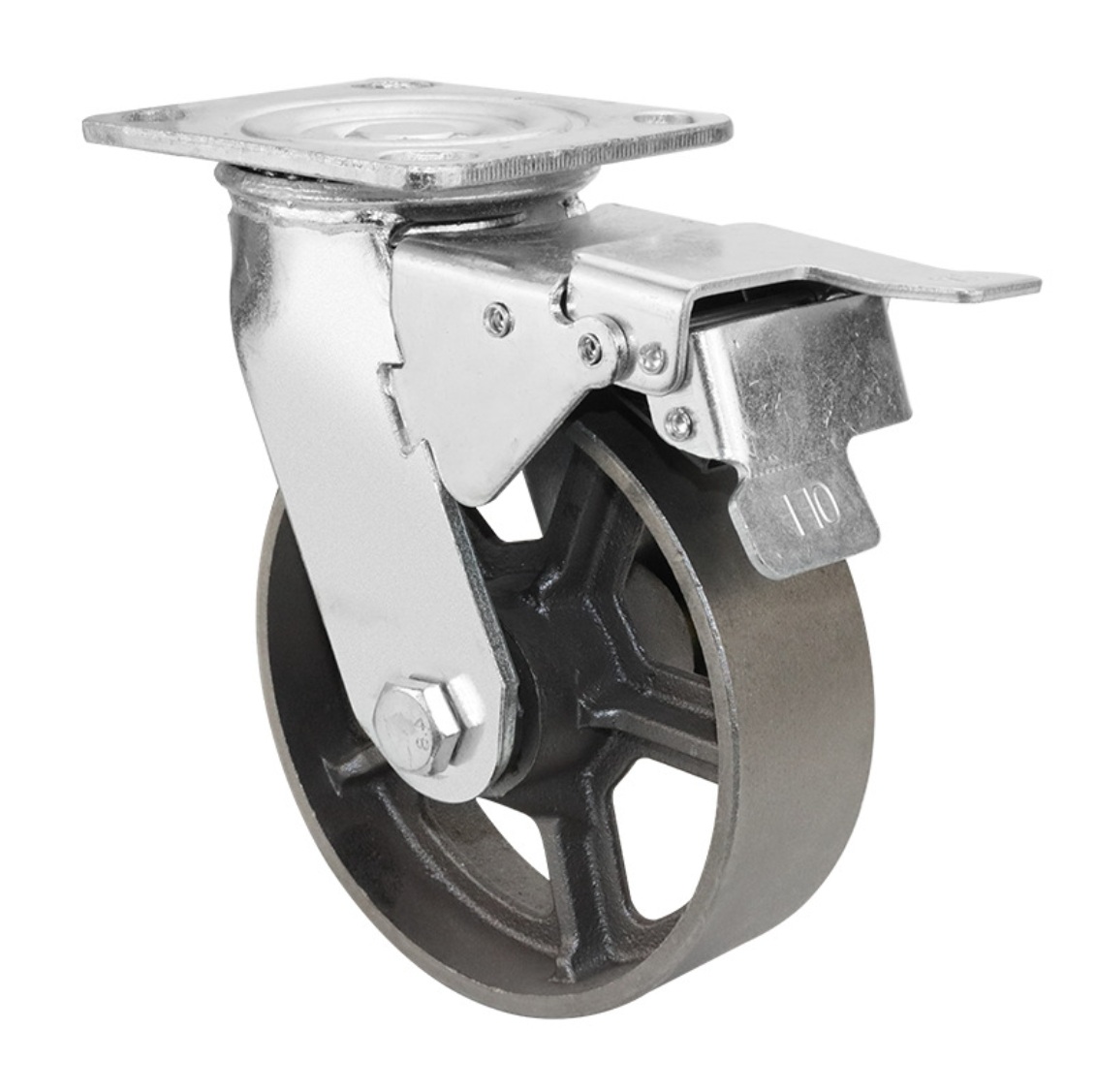 200 mm Cast Iron Heat Resistant Caster with Plate with brake
