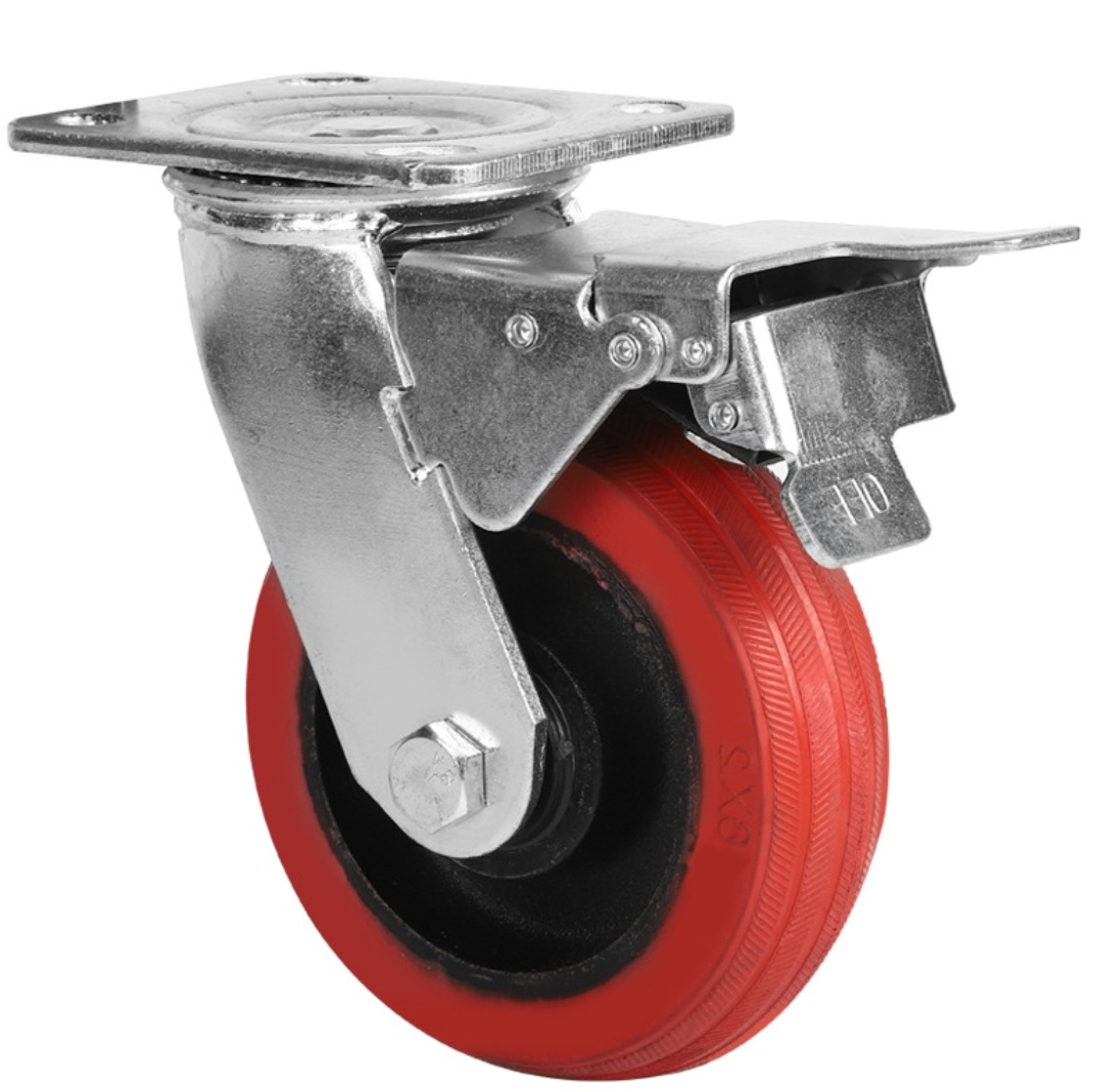 125 mm Silicone Wheel Caster with Plate with brake