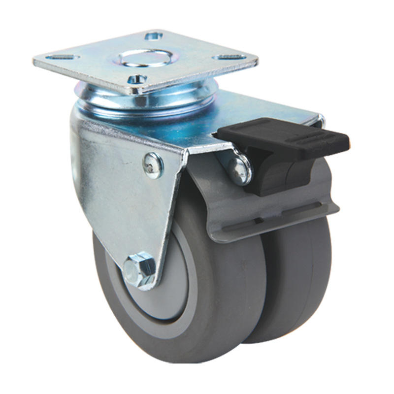 50mm Twin Wheels Caster with plate and brake